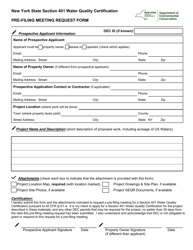 New York State Section 401 Water Quality Certification Pre-filing Meeting Request Form - New York