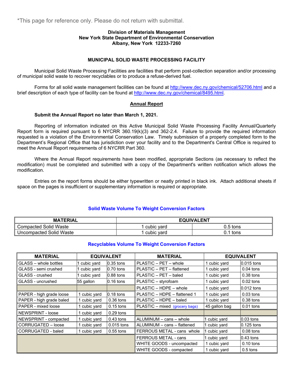 Municipal Solid Waste Processing Facility Annual Report - New York, Page 10