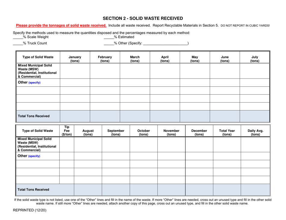 Municipal Solid Waste Processing Facility Annual Report - New York, Page 2