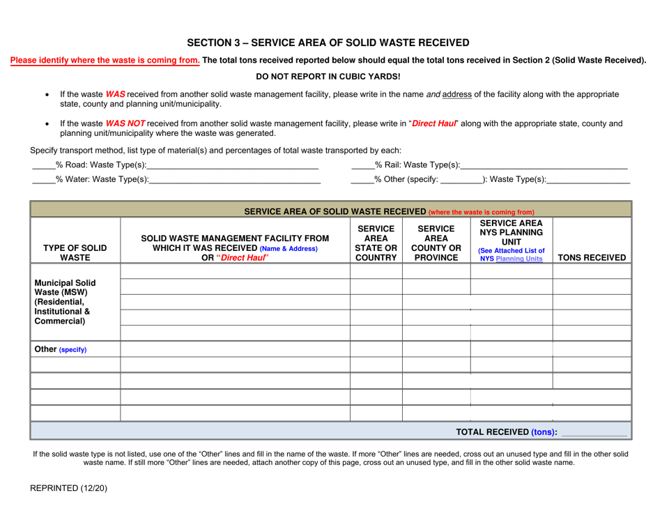 Municipal Solid Waste Processing Facility Annual Report - New York, Page 3