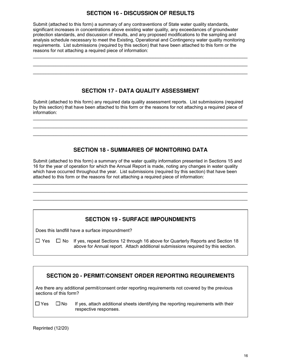 Long Island Landfill Annual / Quarterly Report - New York, Page 16