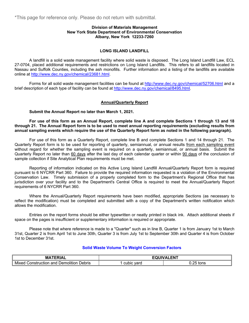 Long Island Landfill Annual / Quarterly Report - New York, Page 18