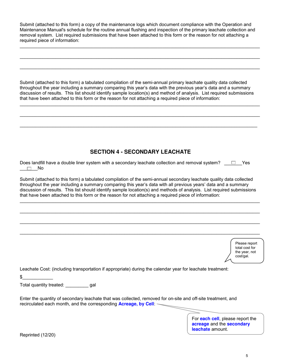 Long Island Landfill Annual / Quarterly Report - New York, Page 5