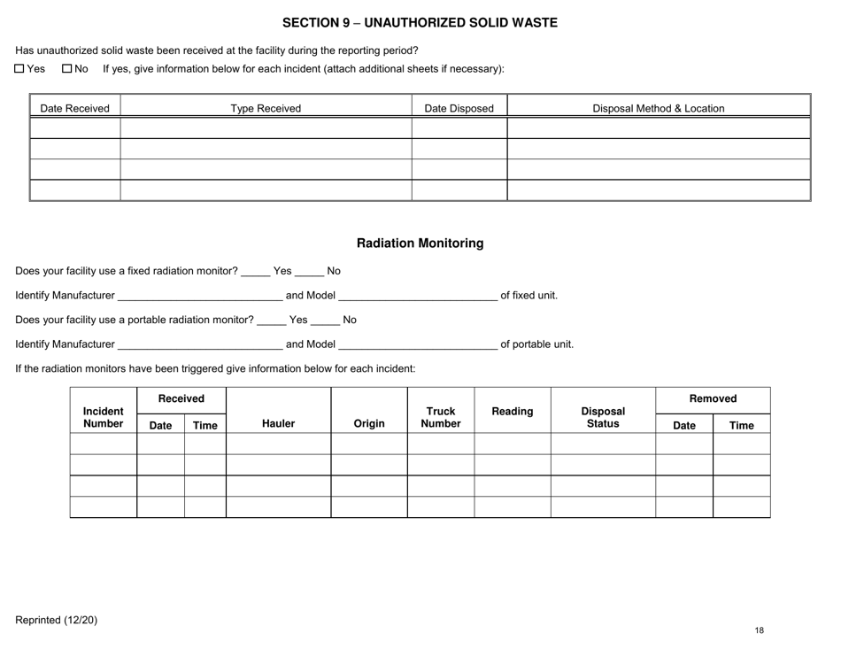 Msw, Industrial or Ash Landfill Annual / Quarterly Report - New York, Page 18