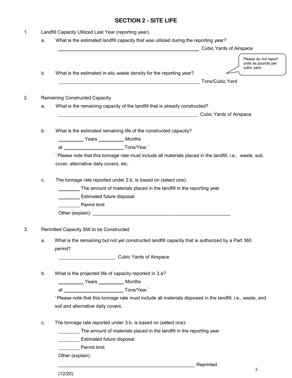 Msw, Industrial or Ash Landfill Annual / Quarterly Report - New York, Page 2