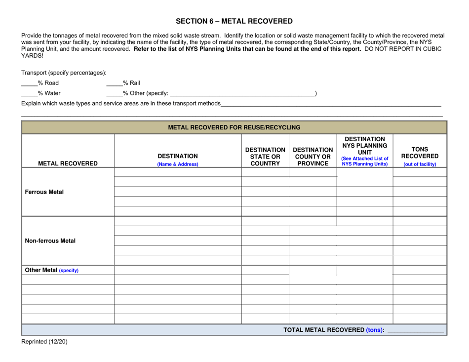 Combustion and Thermal Treatment Facility Annual / Quarterly Report - New York, Page 8