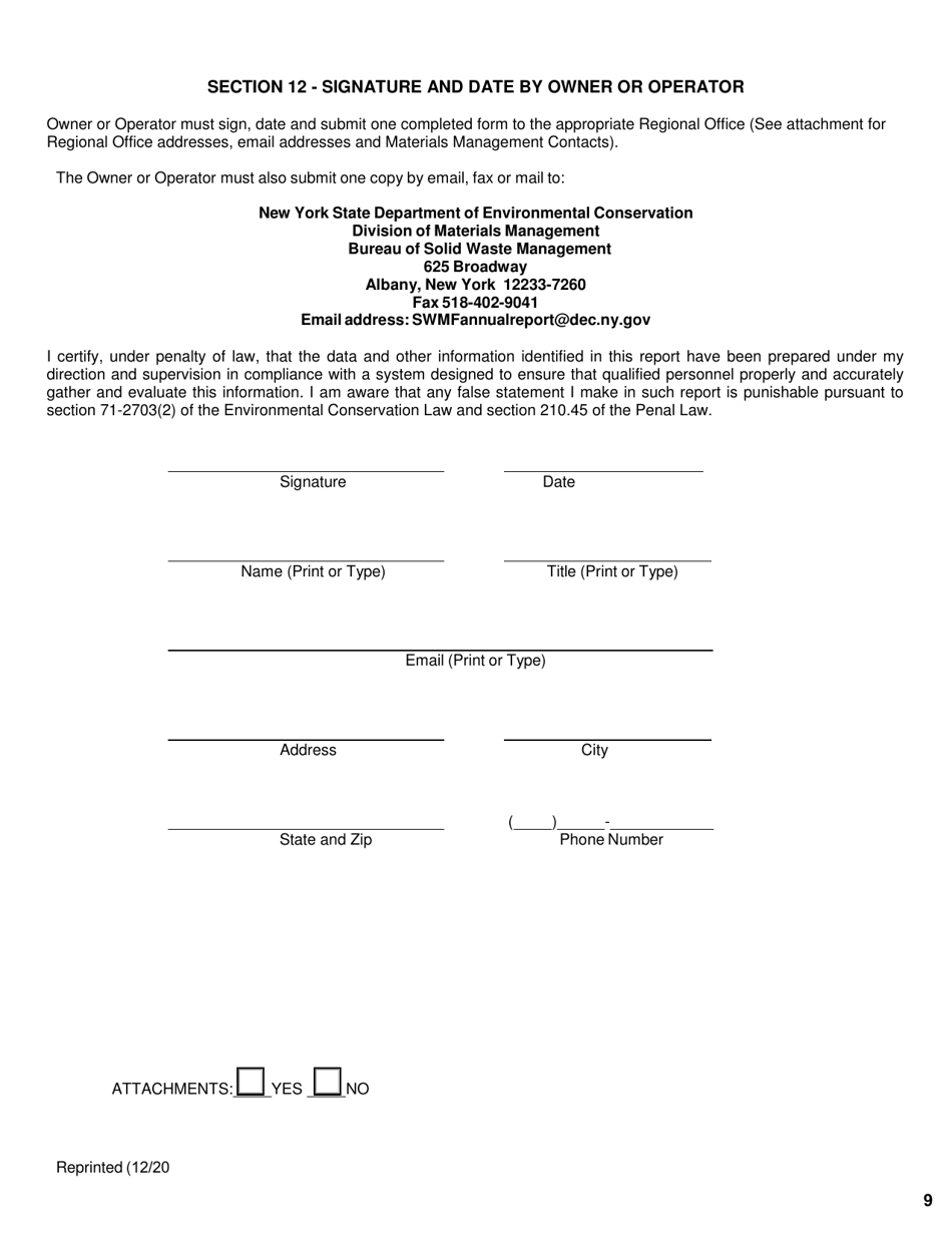 Vehicle Dismantling Facility, Motor Vehicle Repair Shop and Mobile Vehicle Crusher Annual Report - New York, Page 9