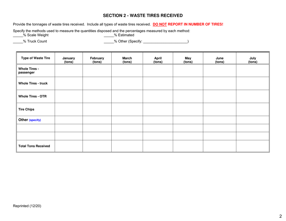Waste Tire Handling  Recovery Facility Annual Report - New York, Page 2