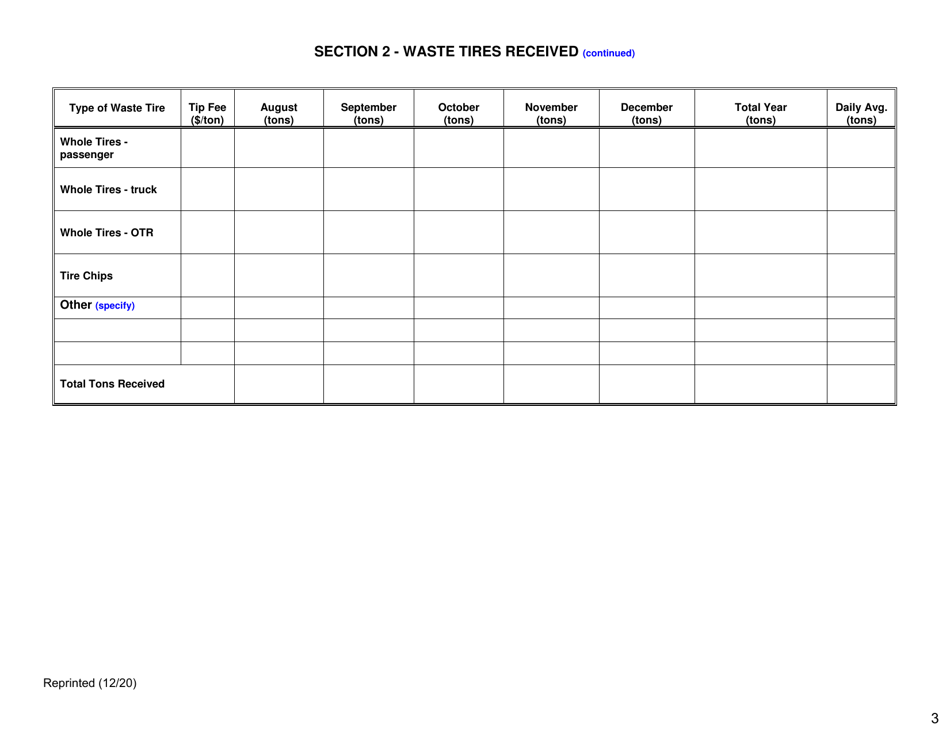 Waste Tire Handling  Recovery Facility Annual Report - New York, Page 3