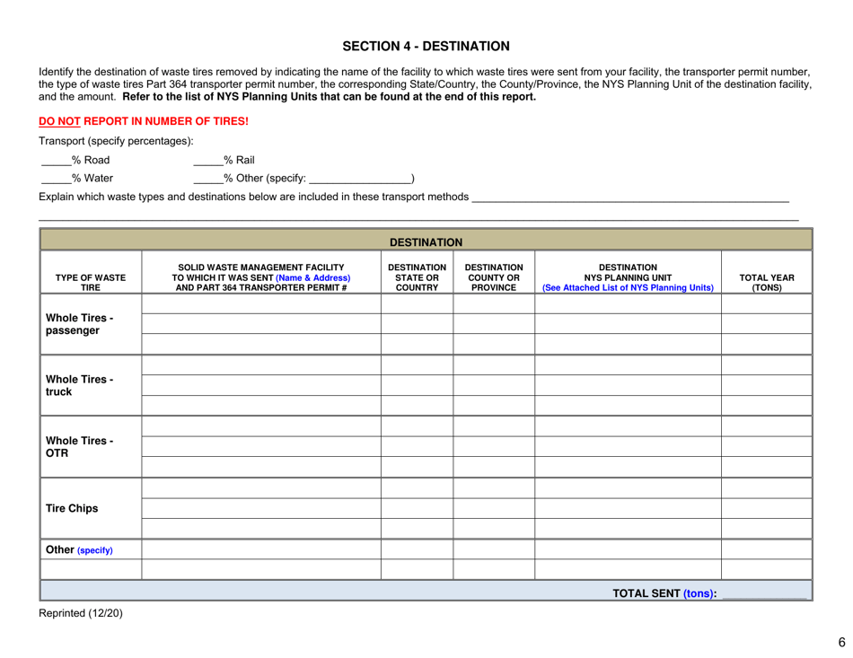 Waste Tire Handling  Recovery Facility Annual Report - New York, Page 6