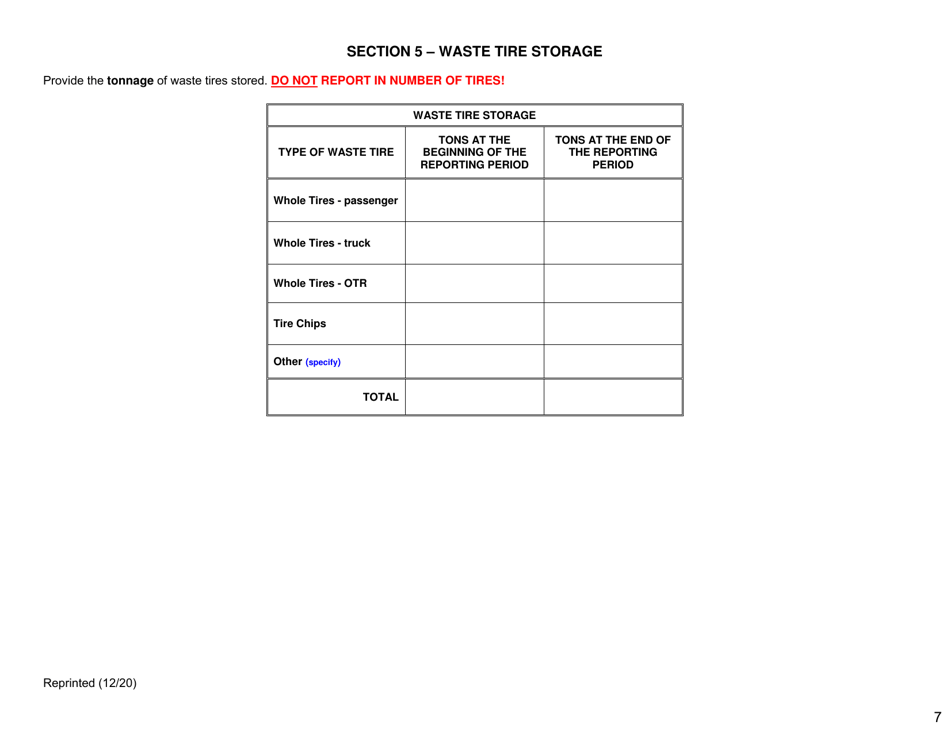 Waste Tire Handling  Recovery Facility Annual Report - New York, Page 7