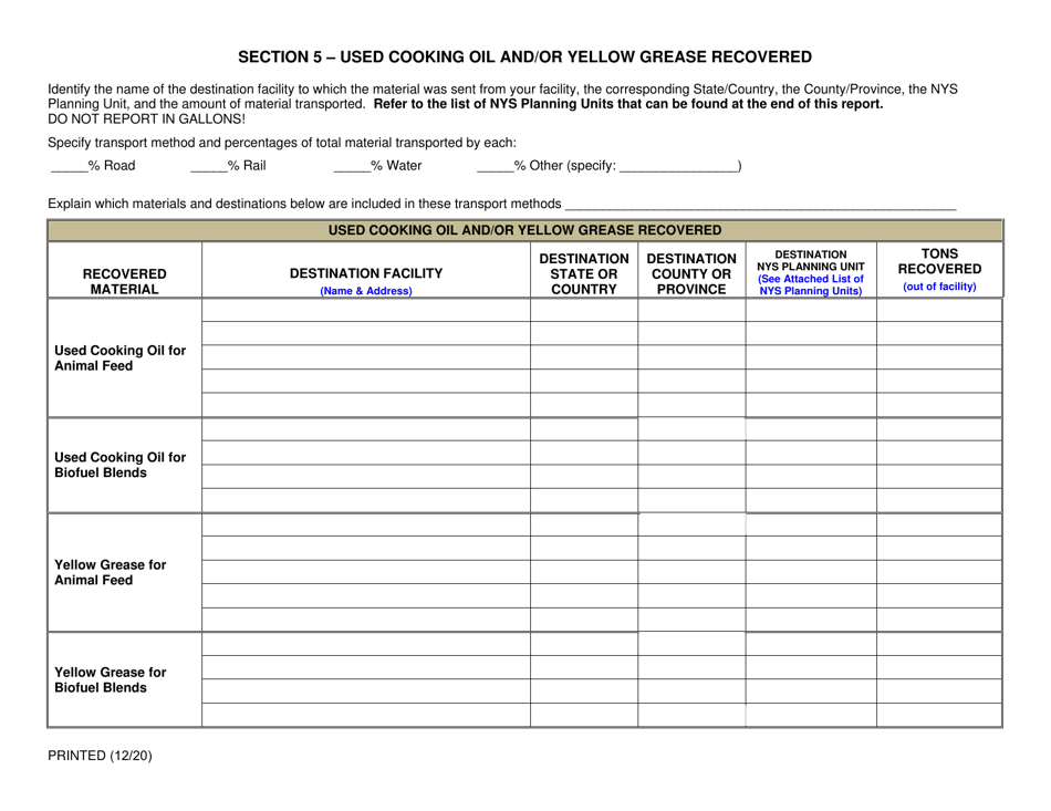 Used Cooking Oil and / or Yellow Grease Processing Facility - New York, Page 5