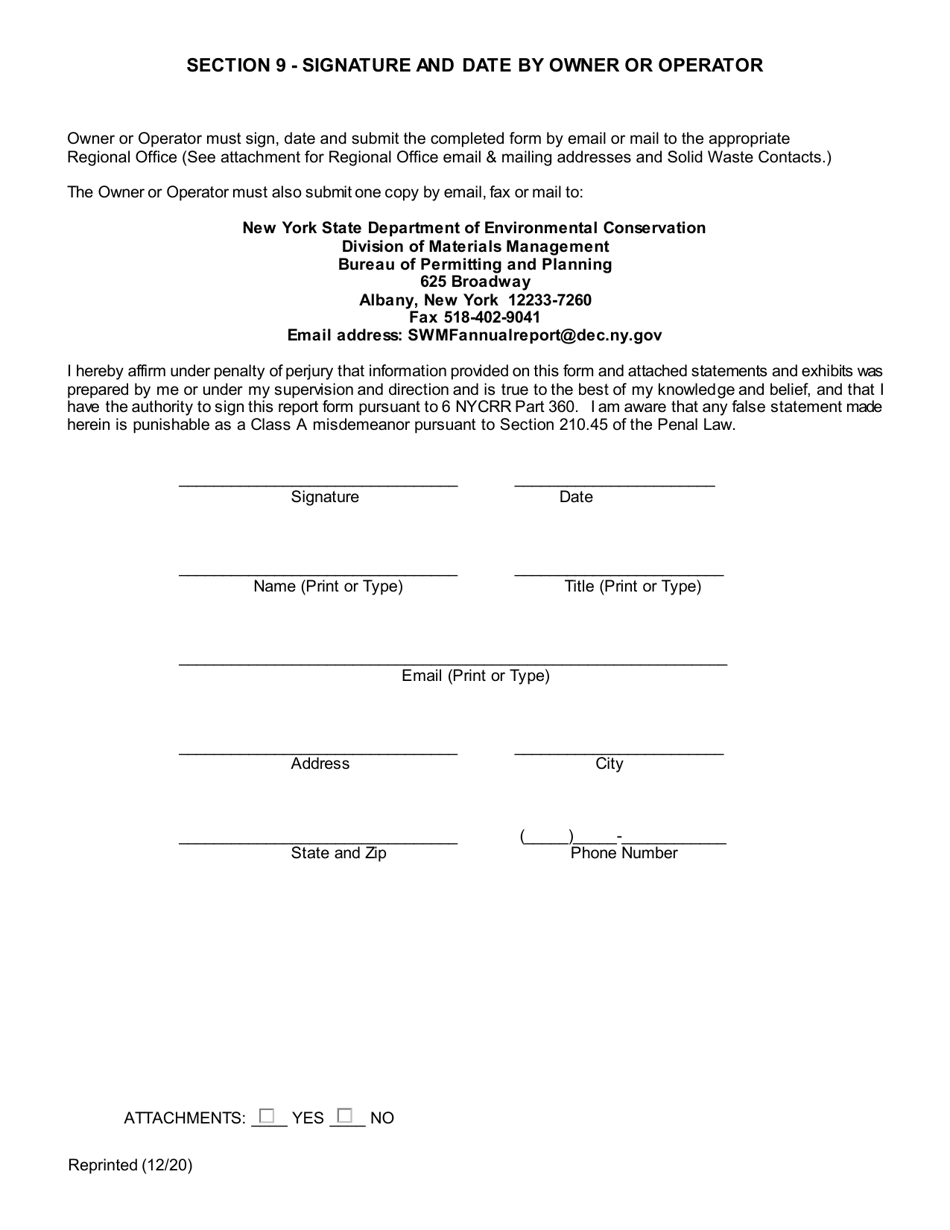 Regulated Medical Waste Facility Annual Report - New York, Page 6