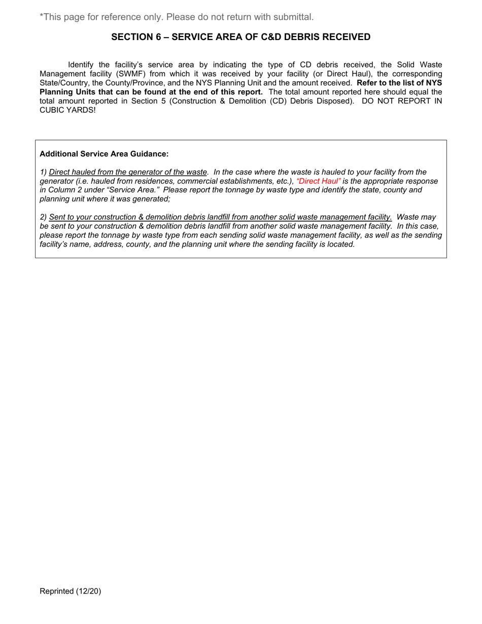 Active Construction and Demolition (Cd) Debris Landfill Annual / Quarterly Report - New York, Page 13