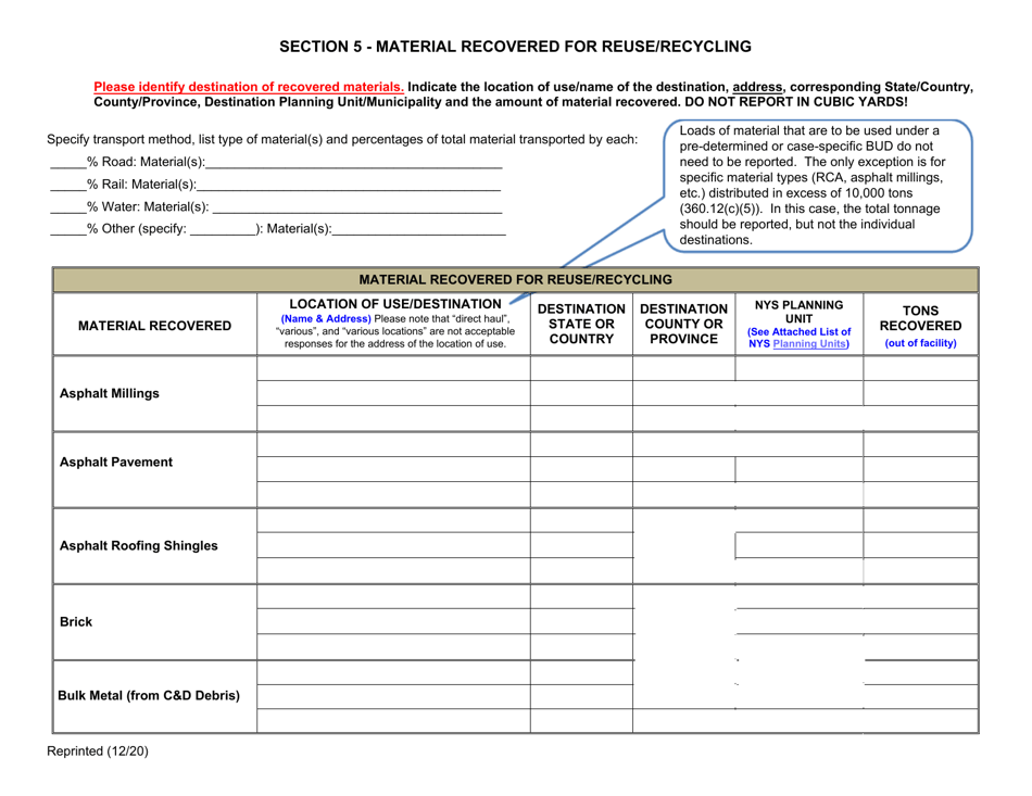 Permitted Cd Debris Handling and Recovery Facility Annual Report - New York, Page 8