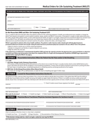 Form DOH-5003 &quot;Medical Orders for Life-Sustaining Treatment (Molst)&quot; - New York
