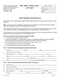Form LS223 Labor Standards Complaint Form - New York, Page 3