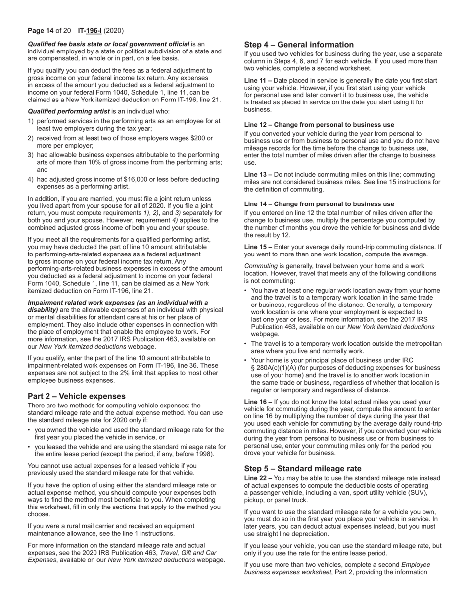 Instructions for Form IT-196 New York Resident, Nonresident, and Part-Year Resident Itemized Deductions - New York, Page 14
