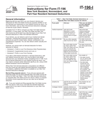 Instructions for Form IT-196 New York Resident, Nonresident, and Part-Year Resident Itemized Deductions - New York