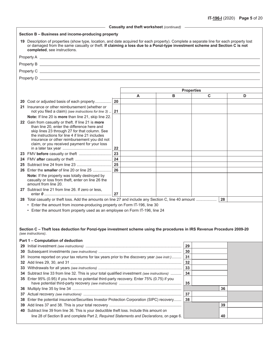 Instructions for Form IT-196 New York Resident, Nonresident, and Part-Year Resident Itemized Deductions - New York, Page 5