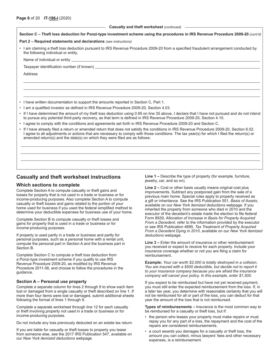 Instructions for Form IT-196 New York Resident, Nonresident, and Part-Year Resident Itemized Deductions - New York, Page 6