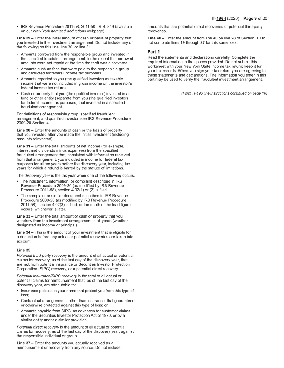 Instructions for Form IT-196 New York Resident, Nonresident, and Part-Year Resident Itemized Deductions - New York, Page 9