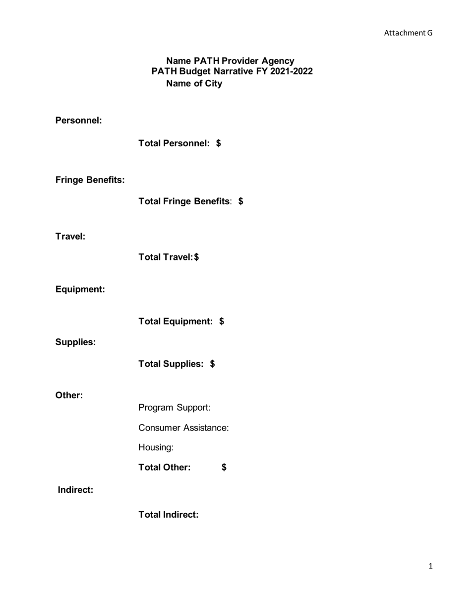 Attachment G Path Budget Narrative - North Carolina, Page 1