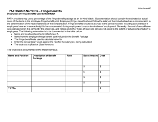 Document preview: Attachment K Path Match Narrative - Fringe Benefits - North Carolina