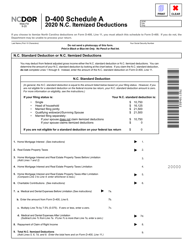 Form D-400 Schedule A North Carolina Itemized Deductions - North Carolina, Page 2