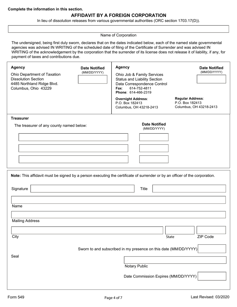 Form 549 Certificate of Merger - Ohio, Page 4