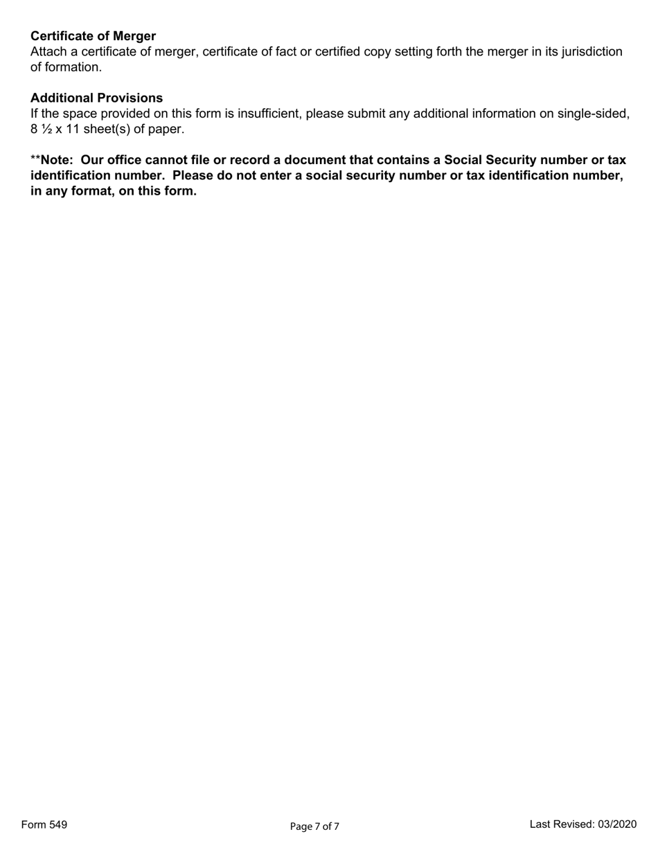 Form 549 Certificate of Merger - Ohio, Page 7