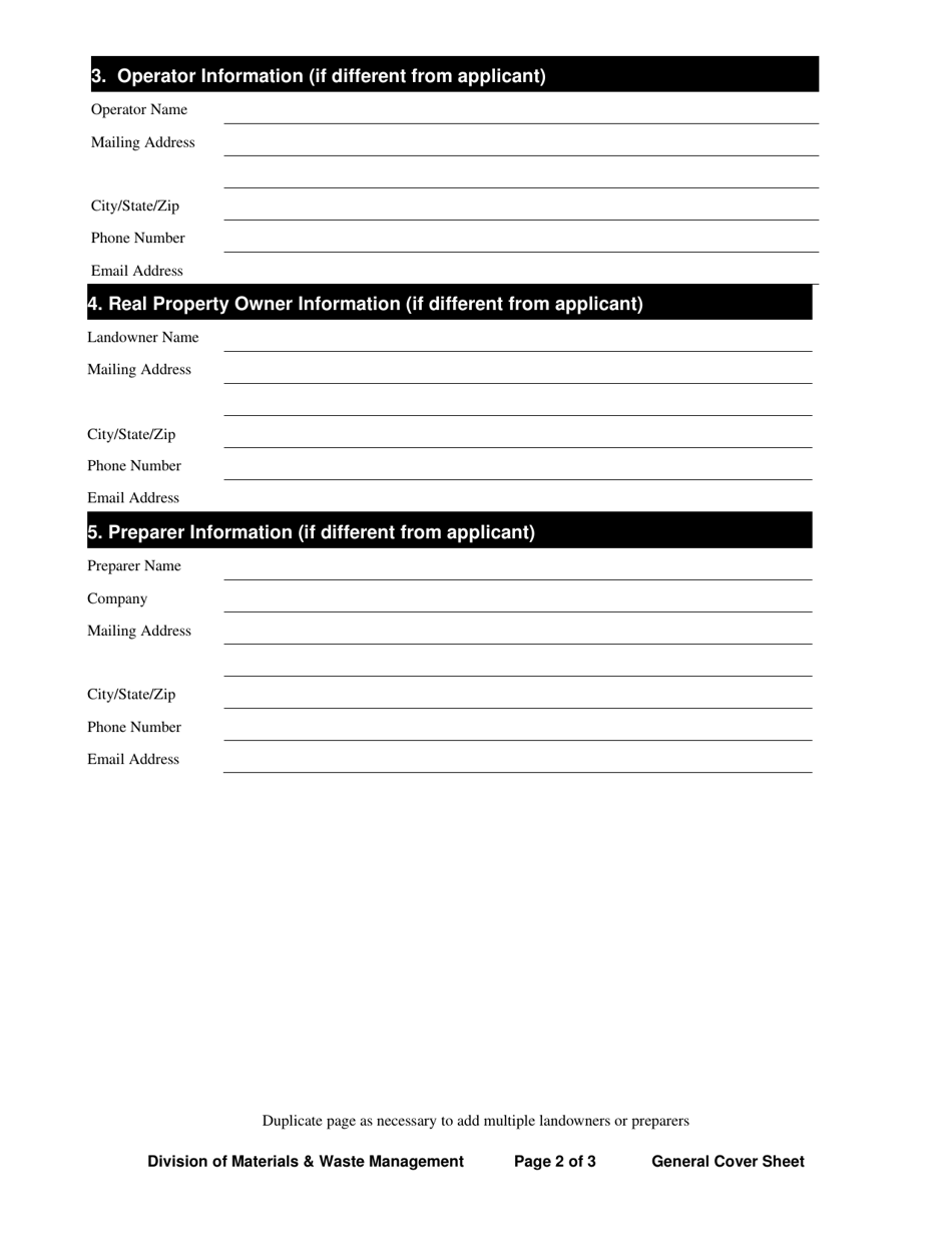 General Cover Sheet - Ohio, Page 2