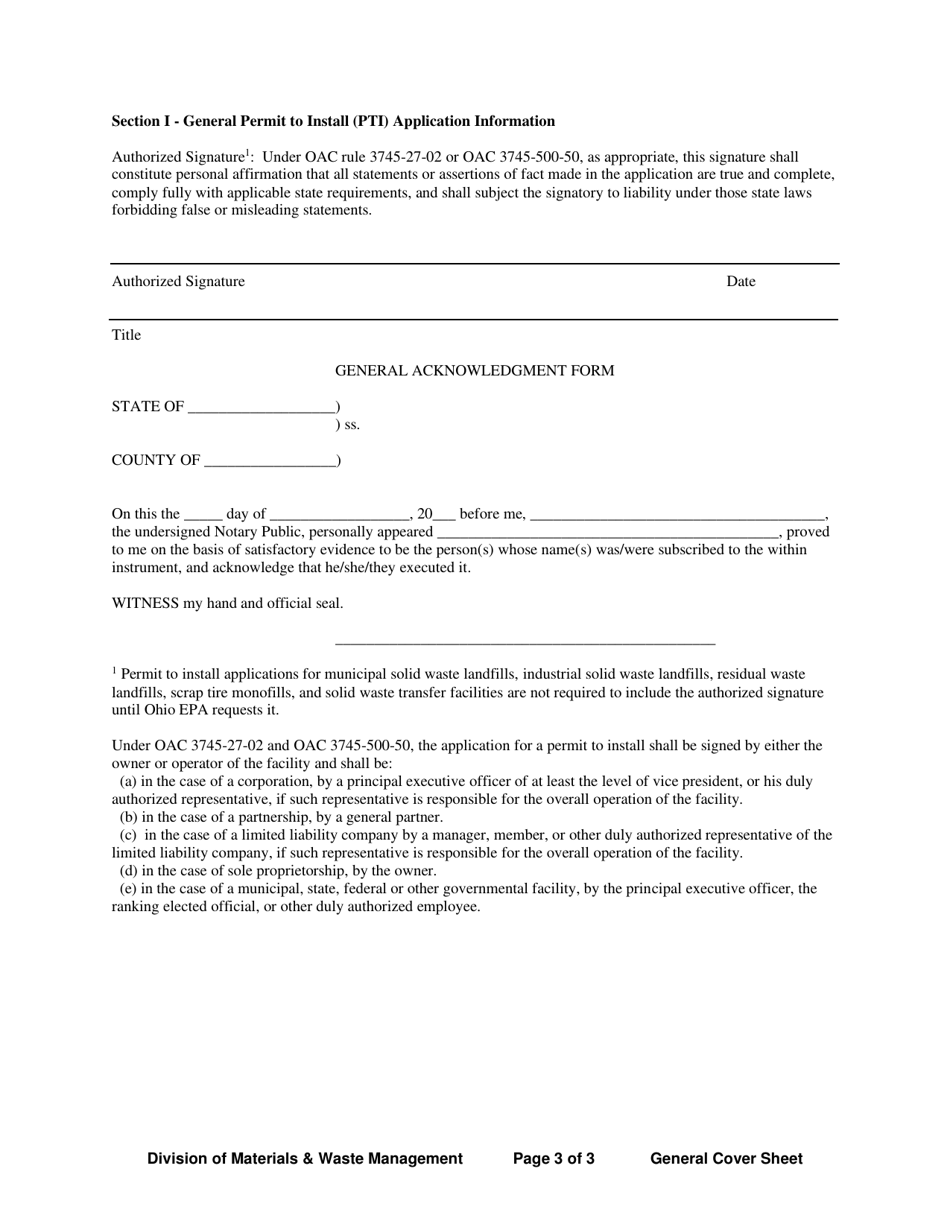 General Cover Sheet - Ohio, Page 3