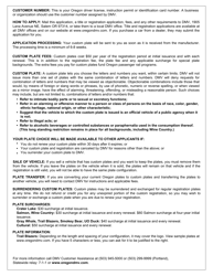 Form 735-205 Custom Plate Application - Oregon, Page 2