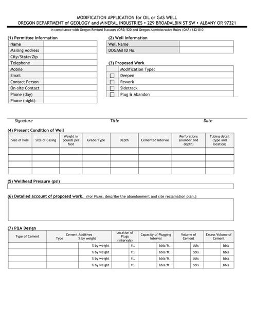 Oregon Modification Application for Oil or Gas Well Download Printable ...