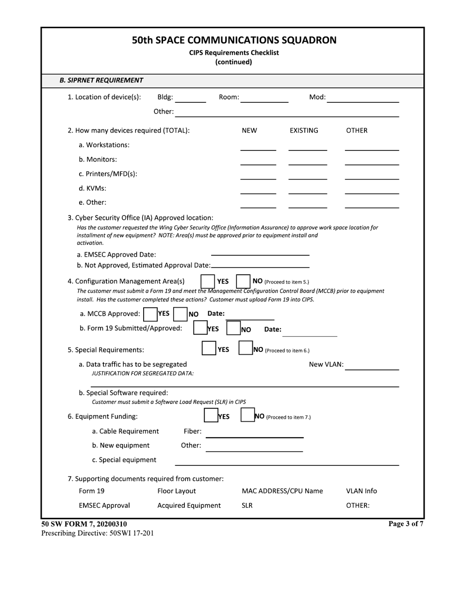 50 SW Form 7 Fill Out, Sign Online and Download Fillable PDF