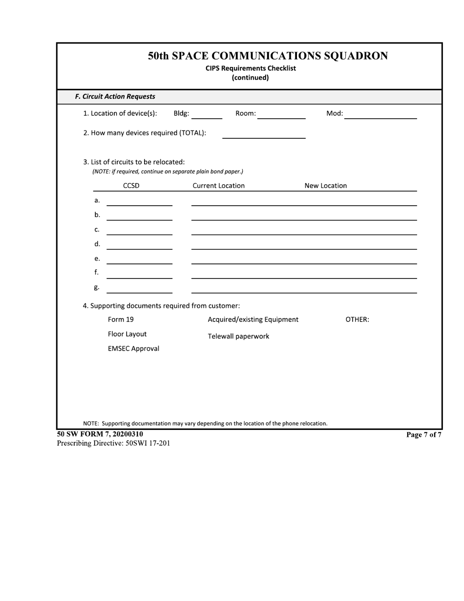50 SW Form 7 Fill Out, Sign Online and Download Fillable PDF