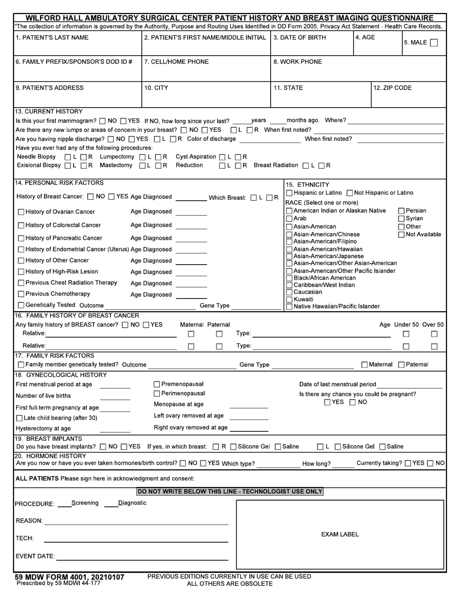 59 MDW Form 4001 Download Fillable PDF or Fill Online Wilford Hall ...