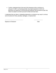 Form MDJS310 C Declaration for the Centers for Disease Control and Prevention's Temporary Halt in Evictions to Prevent Further Spread of Covid-19 - Pennsylvania, Page 2