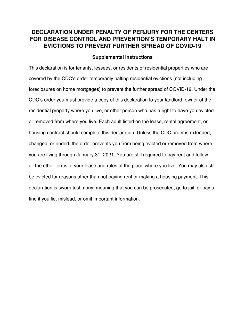 Form MDJS310 C Declaration for the Centers for Disease Control and Preventions Temporary Halt in Evictions to Prevent Further Spread of Covid-19 - Pennsylvania, Page 3