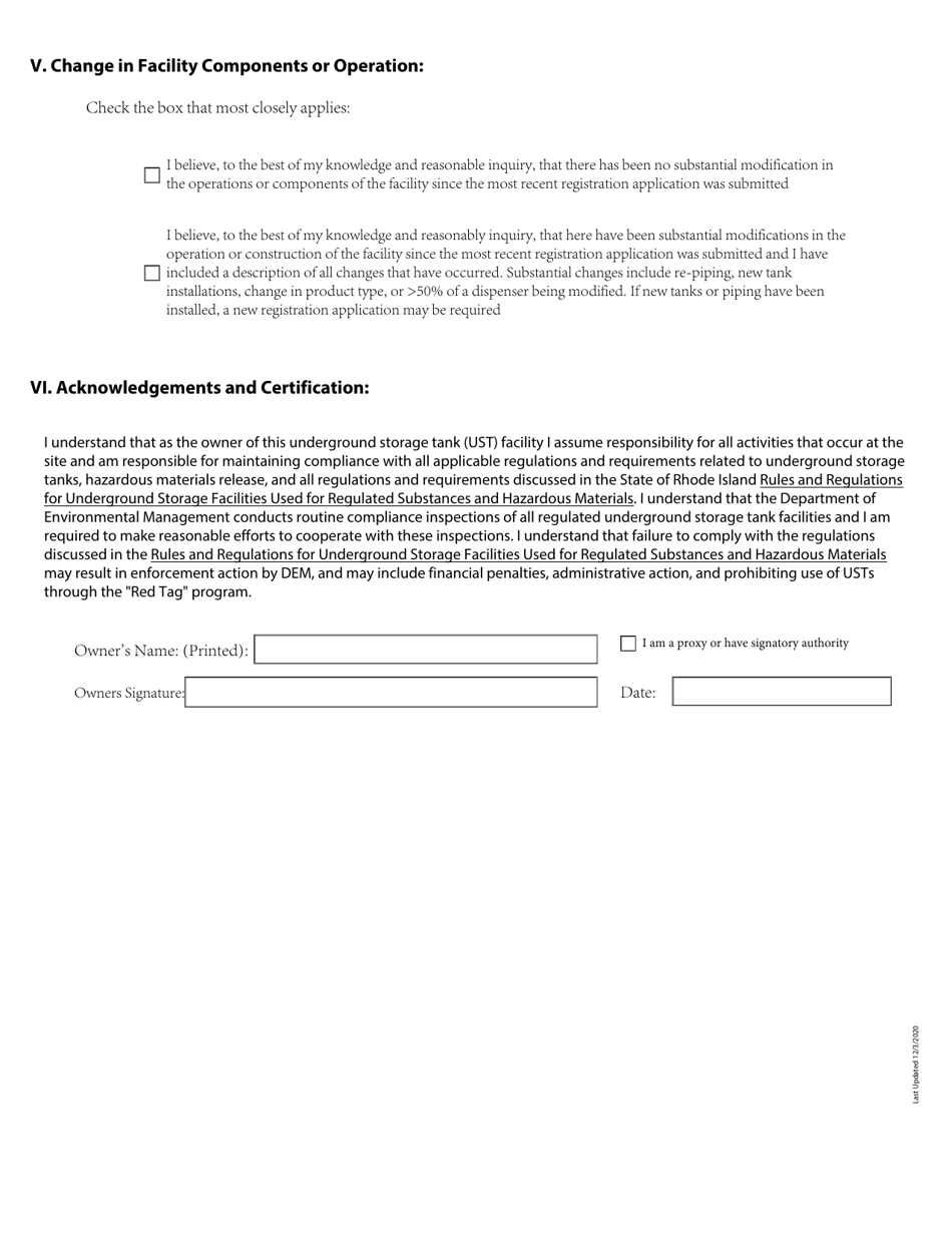 Change or Update in Ownership of a Ust or Ust Facility - Rhode Island, Page 2