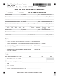 Document preview: Form RI-100 Estate Tax Return - Date of Death 1/1/1992 - 12/31/2001 - Rhode Island