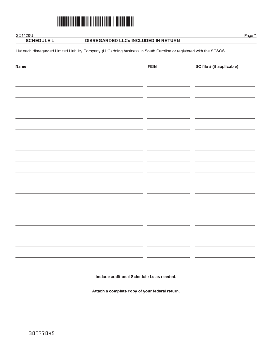 Form SC1120U Public Utility Tax Return - South Carolina, Page 7