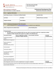 Form AC7 Professional Development Plan - South Dakota