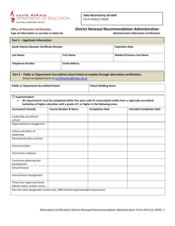 Form AC6 District Renewal Recommendation Administration - South Dakota