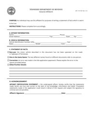 Document preview: Form RV-F1311001 General Affidavit - Tennessee
