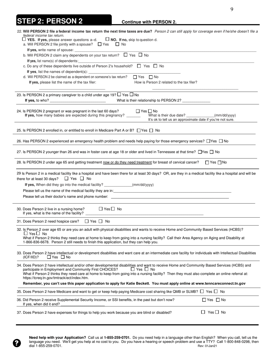 Application for Health Coverage  Help Paying Costs - Tennessee, Page 9
