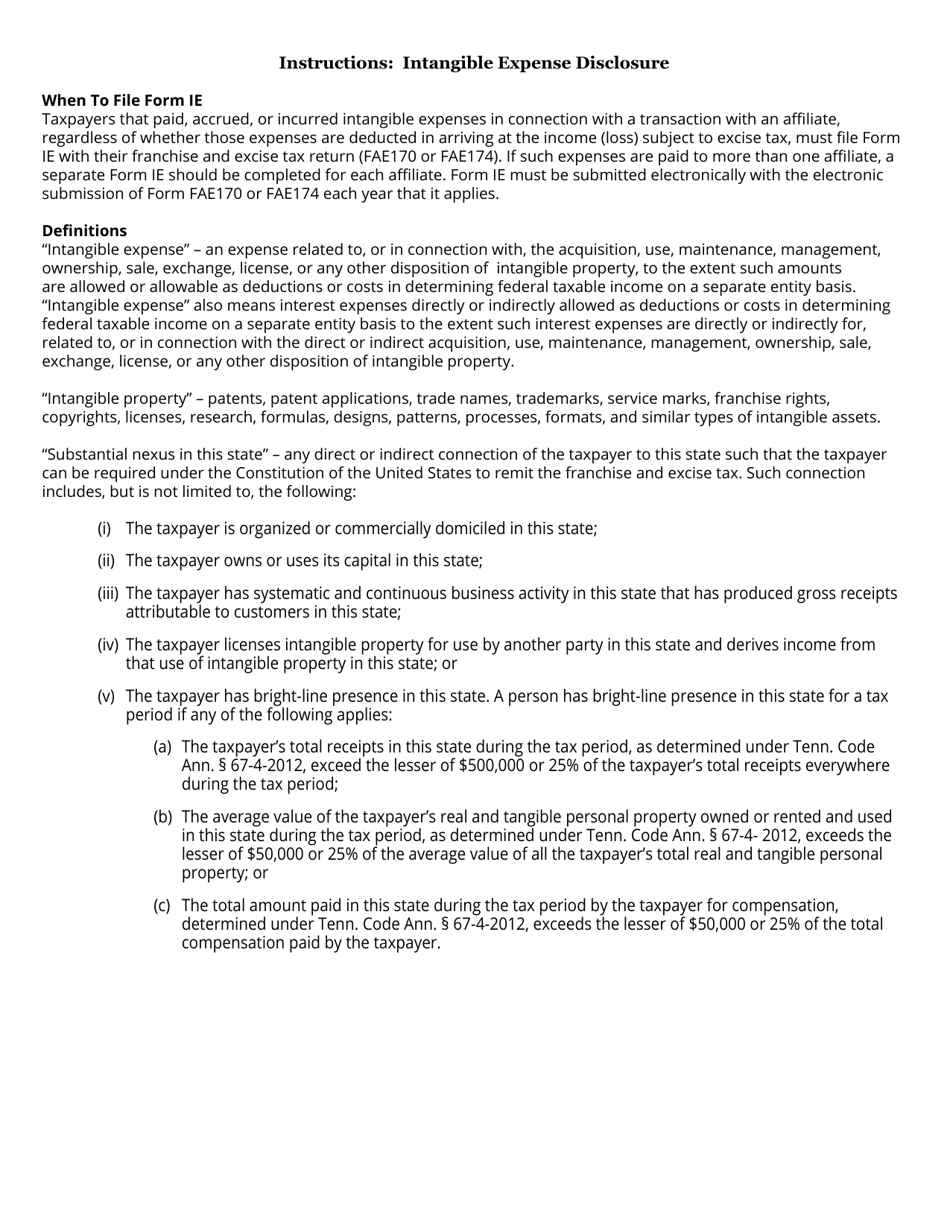 Form IE (RV-F1406701) Intangible Expense Disclosure - Tennessee, Page 2
