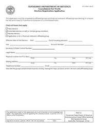 Form RV-F1308301 Consolidated Net Worth Election Registration Application - Tennessee