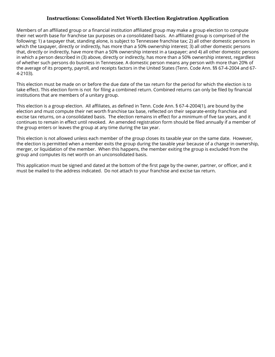 Form RV-F1308301 Consolidated Net Worth Election Registration Application - Tennessee, Page 4